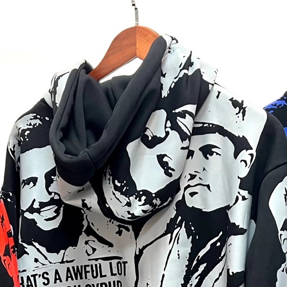 Men's Black and Gray Graphic Zip-Up Sweater - Picture 4 of 4